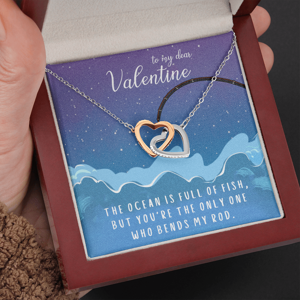 To My Dear Valentine Interlocking Heart Necklace Message Card