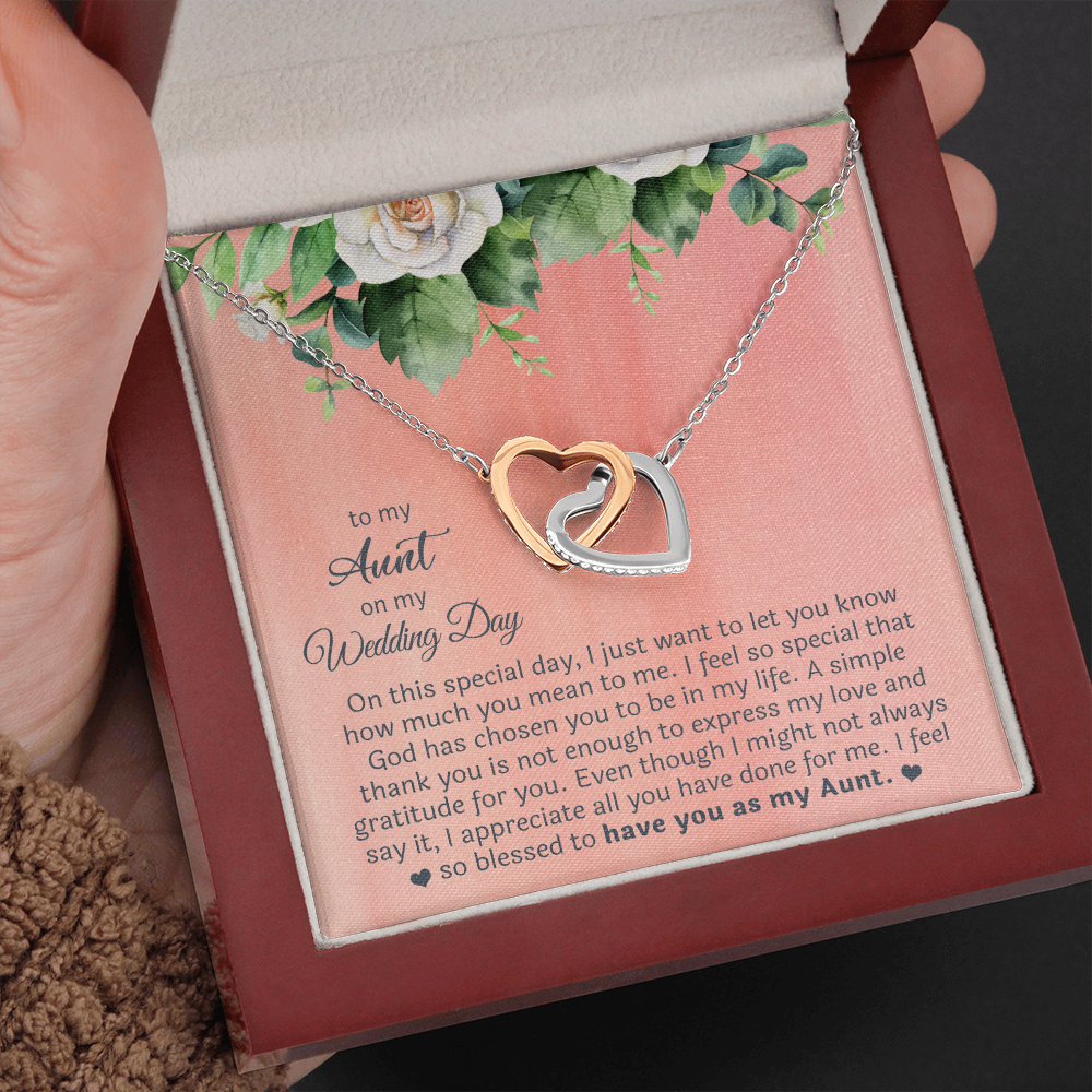To My Aunt Interlocking Heart Necklace Message Card