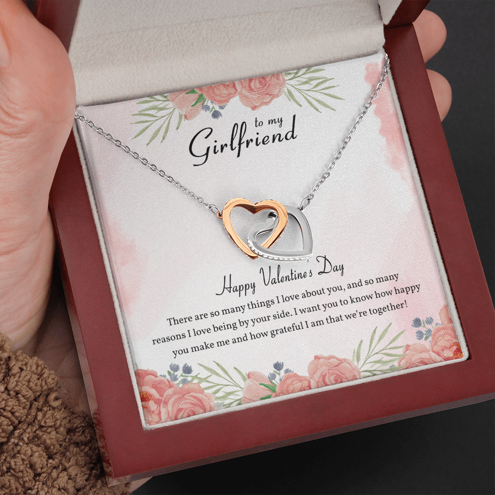 To My Girlfriend Interlocking Heart Necklace Message Card