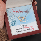 Merry Christmas Interlocking Heart Necklace Message Card