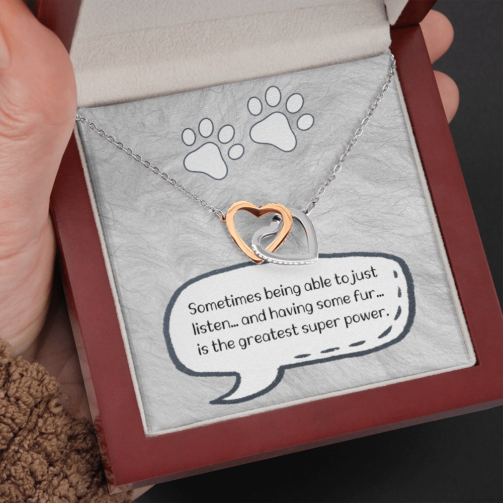 Paw Interlocking Heart Necklace Message Card