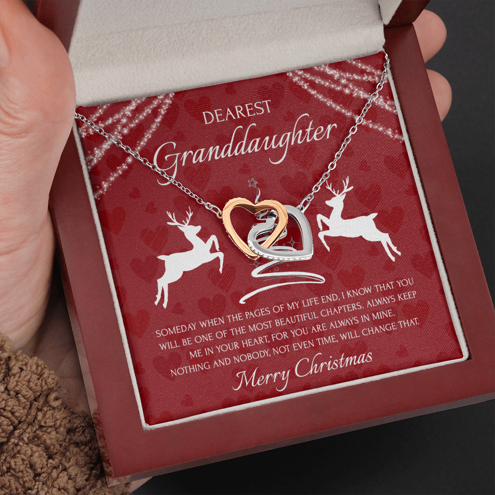 Dearest Granddaughter Interlocking Heart Necklace Message Card