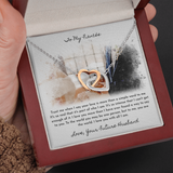 To My Fiancée Interlocking Heart Necklace Set Message Card