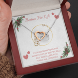 Besties Interlocking Heart Necklace Message Card