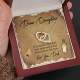 Dear Daughter Interlocking Heart Necklace Message Card