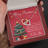 Merry Christmas Interlocking Heart Necklace Message Card