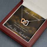 Happy Anniversary Interlocking Heart Necklace Message Card