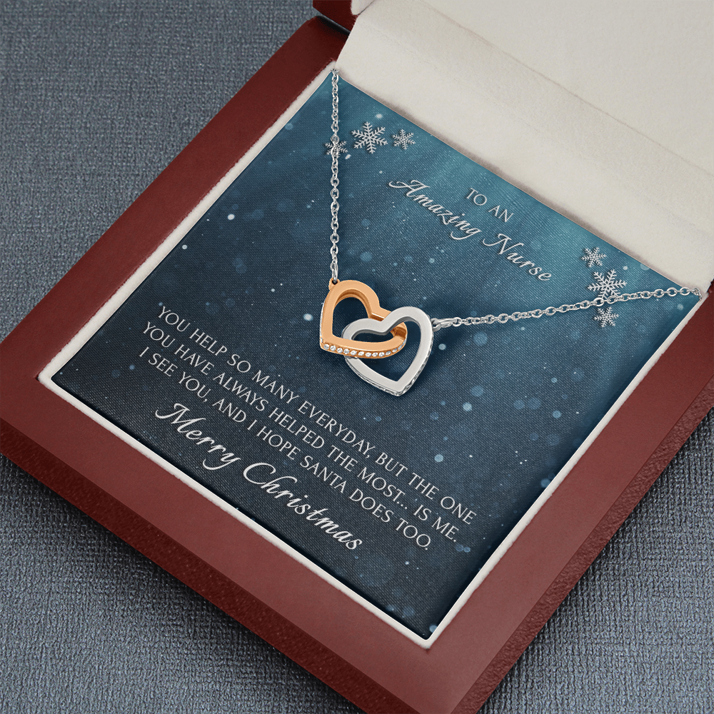 To An Amazing Nurse Interlocking Heart Necklace Message Card