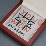 You Won My Heart Interlocking Heart Necklace Message Card