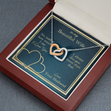 To My Beautiful Wife Interlocking Heart Necklace Message Card