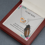 To My Wife Interlocking Heart Necklace Message Card