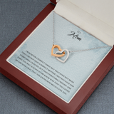 To Mom Interlocking Heart Necklace Message Card