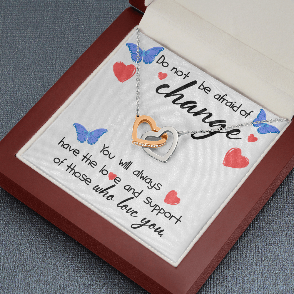 Loving You Interlocking Heart Necklace Message Card