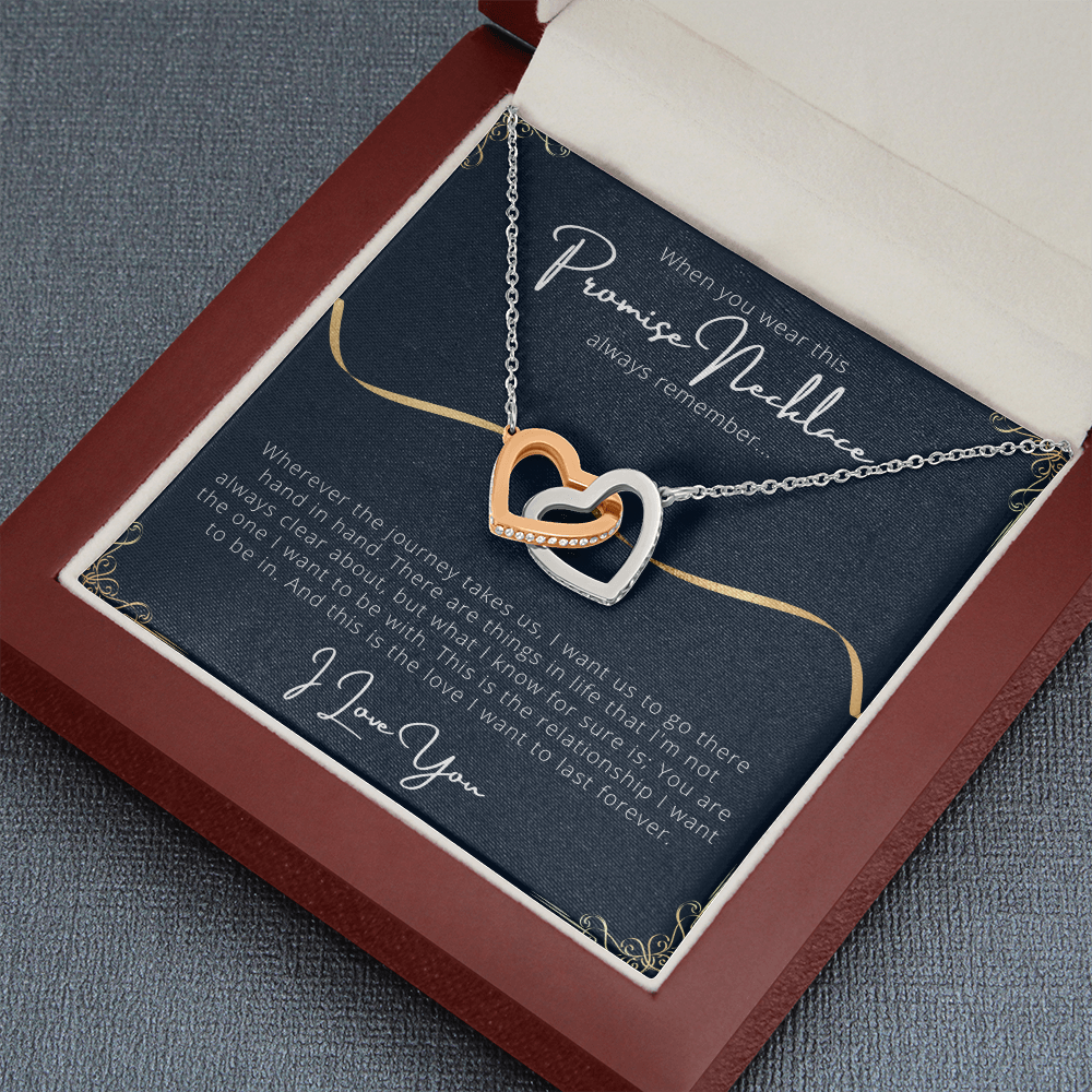 Promise Interlocking Heart Necklace Message Card