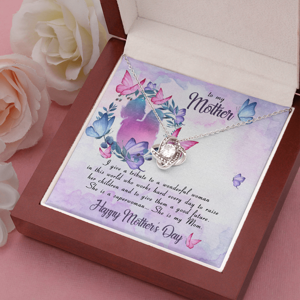 To My Mother Love Knot Necklace Message Card