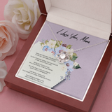 I Love You Mom Love Knot Necklace Message Card