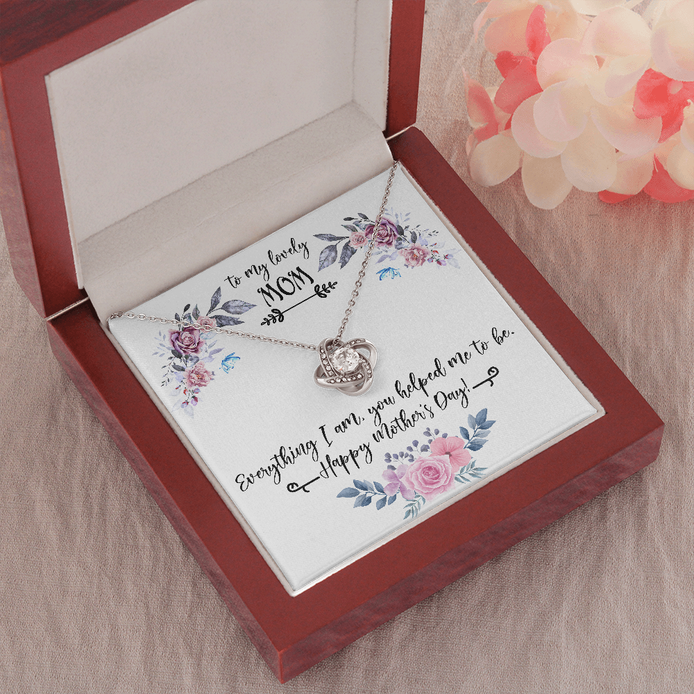 To My Lovely Mom Love Knot Necklace Message Card