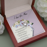 I Love You Mom Love Knot Necklace Message Card