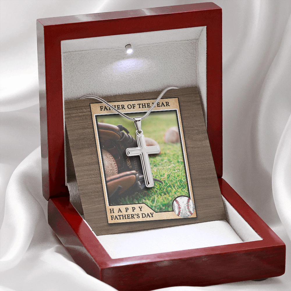 Awesome Dad Of The Year Cross Necklace Message Card